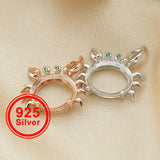 Animal Crab Oval Pendant Setting, 925 Sterling Silver
