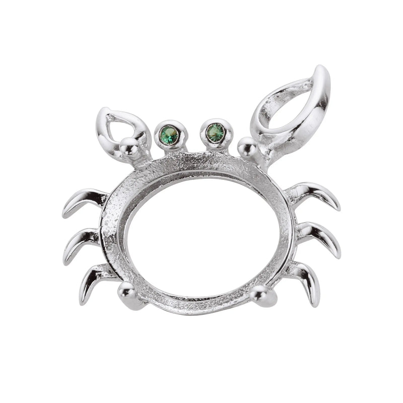 Animal Crab Oval Pendant Setting, 925 Sterling Silver