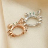 Animal Crab Oval Pendant Setting, 925 Sterling Silver