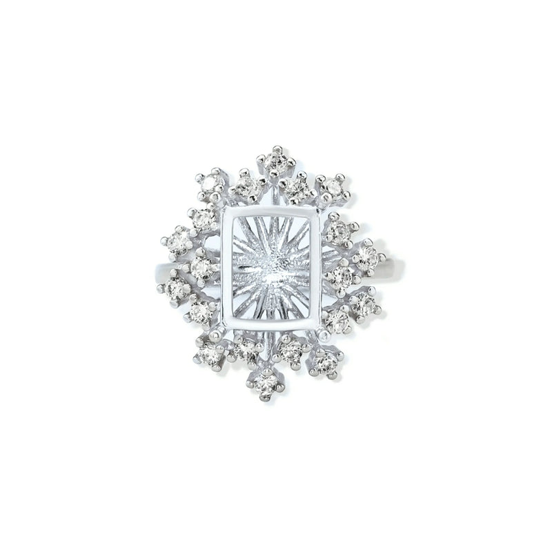 8x10MM Rectangle Prong Ring Settings Rose Plated 925 Sterling Silver