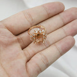 8x10MM Rectangle Prong Ring Settings Rose Plated 925 Sterling Silver