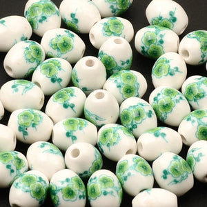 8x10MM Flower Oval Ceramic Beads for Jewelry Making