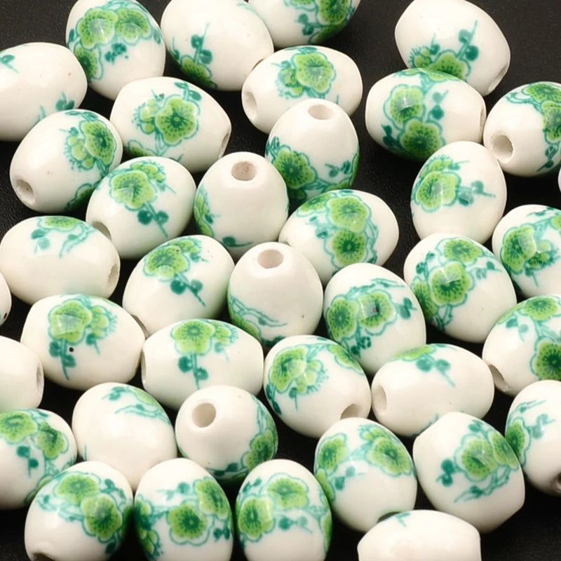 8x10MM Flower Oval Ceramic Beads for Jewelry Making