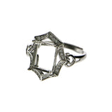 8x10MM Rose Silver CZ Rectangle Bezel Adjustable Ring Setting