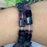 8x10mm Natural Fluorite Stone Beads 15'' Column Purple Green DIY Loose Beads