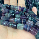 8x10mm Natural Fluorite Stone Beads 15'' Column Purple Green DIY Loose Beads