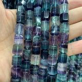8x10mm Natural Fluorite Stone Beads 15'' Column Purple Green DIY Loose Beads