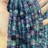 8x10mm Natural Fluorite Stone Beads 15'' Column Purple Green DIY Loose Beads