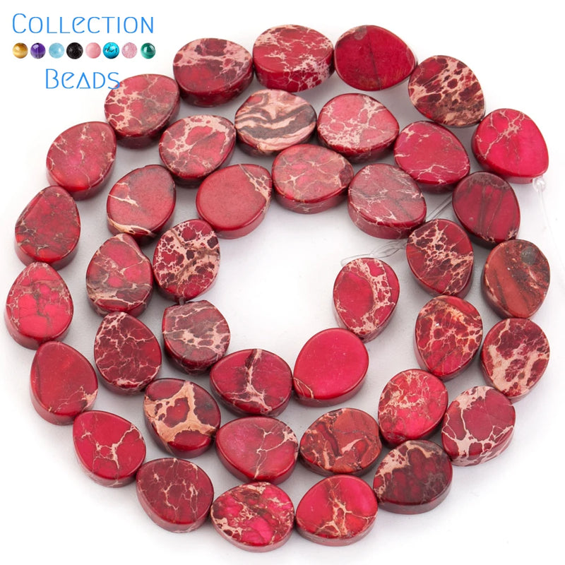 8x10mm Sea Sediment Jaspers Beads Water Droplets 15''