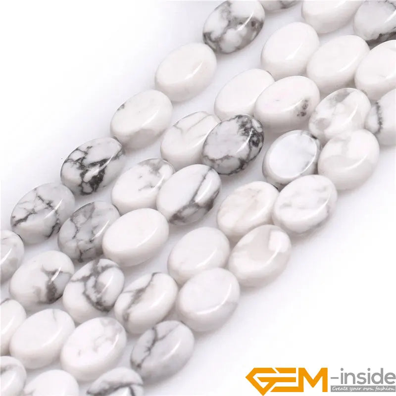 8x10mm Oval Howlite Stone Beads Strand 15 Inch