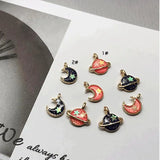 8x11MM Glazing KC Alloy Star Moon Earring Necklace Pendants