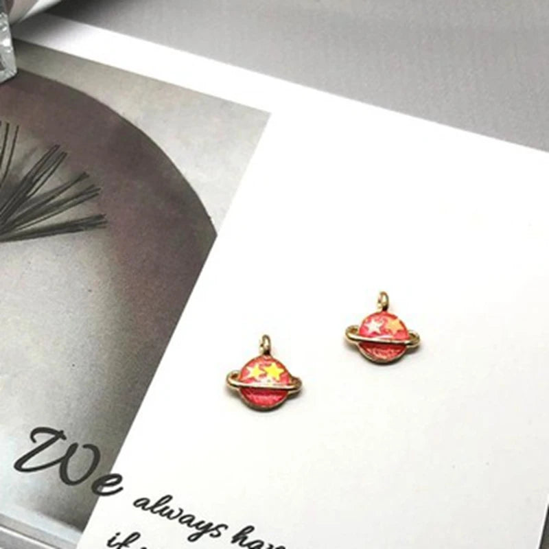 8x11MM Glazing KC Alloy Star Moon Earring Necklace Pendants