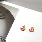 8x11MM Glazing KC Alloy Star Moon Earring Necklace Pendants