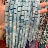 8x11mm Natural Aquamarines Matte Frost Tube Column Spacer Beads 15''