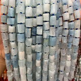 8x11mm Natural Aquamarines Matte Frost Tube Column Spacer Beads 15''