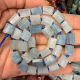 8x11mm Natural Aquamarines Matte Frost Tube Column Spacer Beads 15''