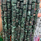 8x11mm Faceted Green Charoite Stone Beads 15'' Tube Column Spacer