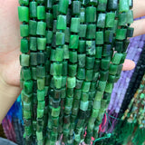 8x11mm Green Canada Jades Stone Beads - 15'' Tube Column Spacer
