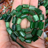 8x11mm Green Canada Jades Stone Beads - 15'' Tube Column Spacer