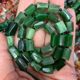8x11mm Green Canada Jades Stone Beads - 15'' Tube Column Spacer