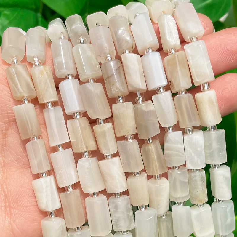 8x11mm Moonstone Faceted Column Beads for DIY Jewelry Making