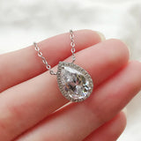 Water Drop Moissanite Pendant Necklace 925 Silver Jewelry