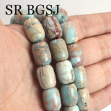 Natural Shoushan Snakeskin Jaspers Stone Loose Beads DIY Bracelet Earrings
