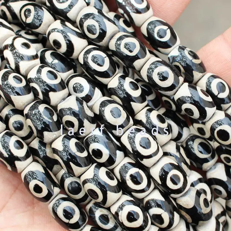 Tibetan Oval Red DZI Beads - 10pcs
