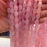 8x12mm Faceted Rose Quartz Beads for Bracelets 15''