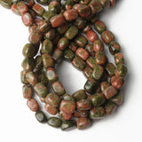 8x12mm Green Unakite Square Tube Loose Stone Beads