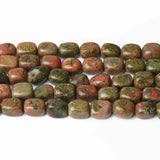 8x12mm Green Unakite Square Tube Loose Stone Beads