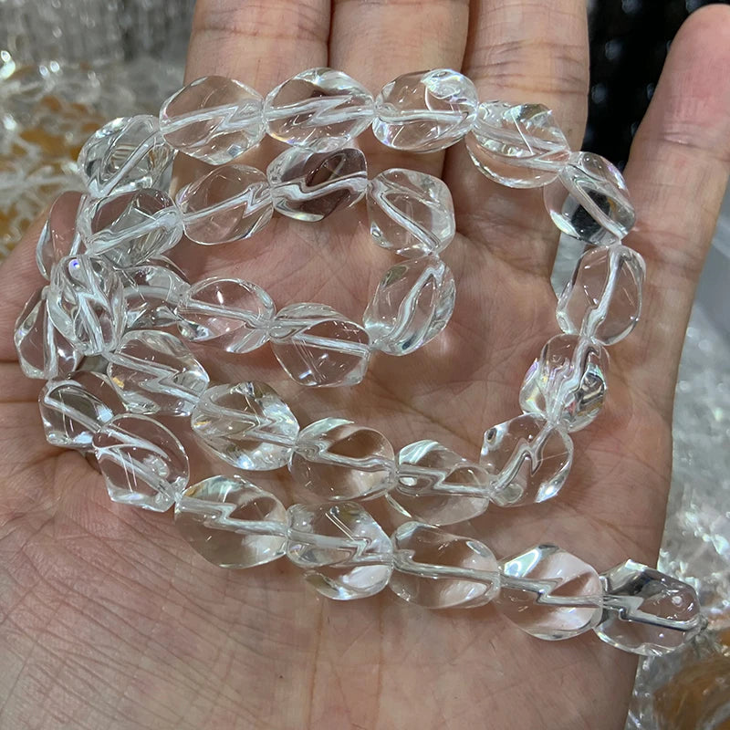 Clear Quartz Twist Olive Beads 8x12mm DIY Jewelry Making Beads