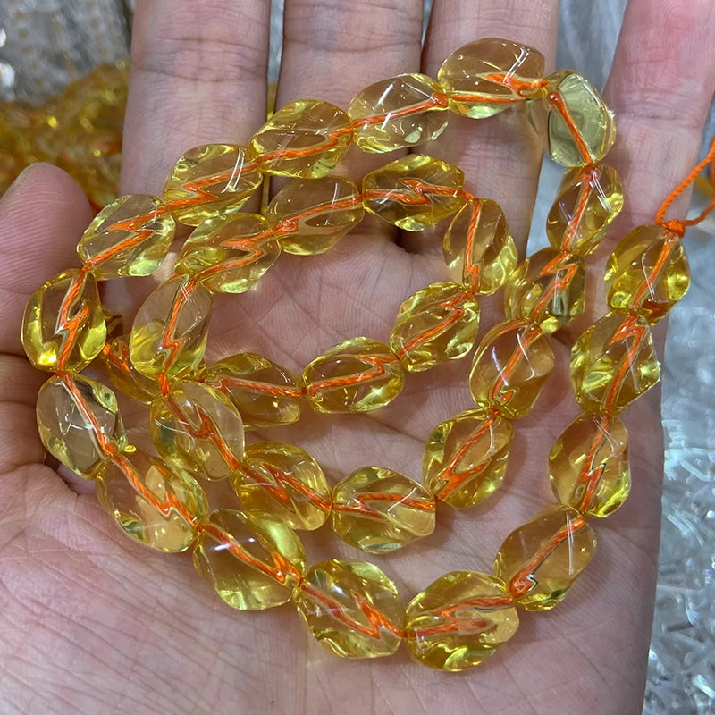 8x12mm Citrine Beads Olive Twist DIY Loose Beads
