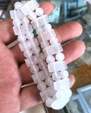 Natural Jade Gemstone Rectangle Beads Elastic Bracelets 8''