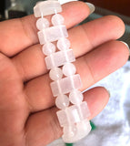 Natural Jade Gemstone Rectangle Beads Elastic Bracelets 8''