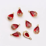 Water Drop Zircon Crystal Pendants Plum Copper Plated Charms Jewelry