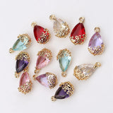 Water Drop Zircon Crystal Pendants Plum Copper Plated Charms Jewelry