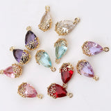 Water Drop Zircon Crystal Pendants Plum Copper Plated Charms Jewelry