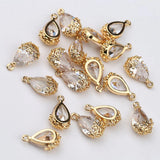 Water Drop Zircon Crystal Pendants Plum Copper Plated Charms Jewelry