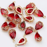 Water Drop Zircon Crystal Pendants Plum Copper Plated Charms Jewelry