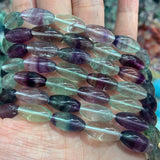 8x16mm Natural Fluorite Stone Beads 15'' Oval Olivary Rice DIY Loose Beads