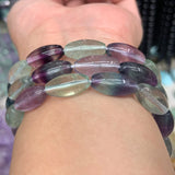 8x16mm Natural Fluorite Stone Beads 15'' Oval Olivary Rice DIY Loose Beads
