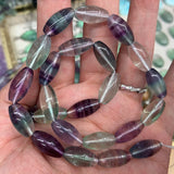 8x16mm Natural Fluorite Stone Beads 15'' Oval Olivary Rice DIY Loose Beads