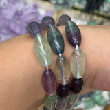 8x16mm Natural Fluorite Stone Beads 15'' Oval Olivary Rice DIY Loose Beads