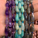 Rose Quartz Labradorite Amethyst Stone Beads 15'' Faceted Drop