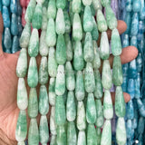 8x30mm Green Chalcedony Water Drop Beads for Jewelry Making