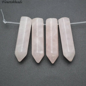 Natural Rose Quartz Pillar Point Stone Loose Beads 24pc