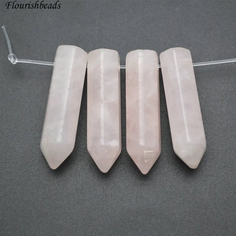 Natural Rose Quartz Pillar Point Stone Loose Beads 24pc