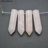 Natural Rose Quartz Pillar Point Stone Loose Beads 24pc