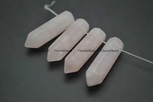 Natural Rose Quartz Pillar Point Stone Loose Beads 24pc